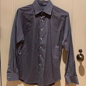 Seize sur Vingt blue check dress shirt